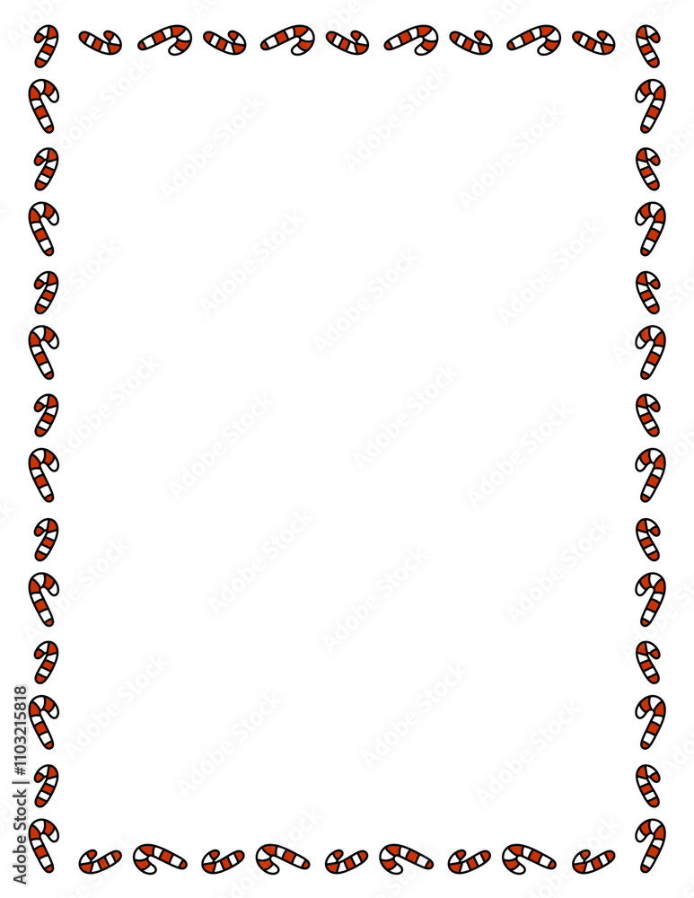 Naklejka premium Christmas candy cane frame isolated holiday decor doodle border