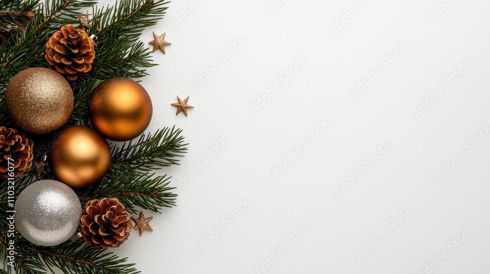 Festive holiday decorations with ornaments and pine cones celebrating christmas spirit indoor setting aesthetic viewpoint themed background Festive holiday decorations with ornaments and pine cones celebrating christmas spirit indoor setting aesthetic viewpoint themed background