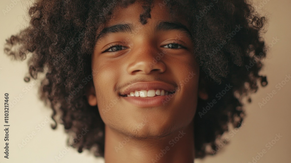 Contemporary Portrait of a Man with Curly Hair and Afro Contemporary Portrait of a Man with Curly Hair and Afro