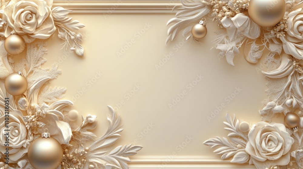 Elegant Gold Wedding Invitation Background with Floral Decorations Elegant Gold Wedding Invitation Background with Floral Decorations