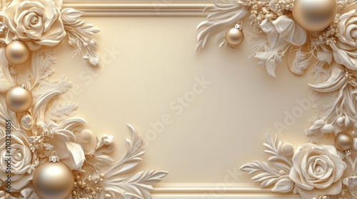 Elegant Gold Wedding Invitation Background with Floral Decorations
