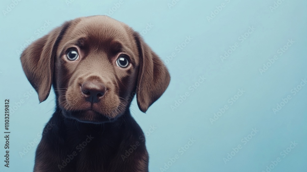 Labrador Puppy: A cute Labrador puppy with large, digital