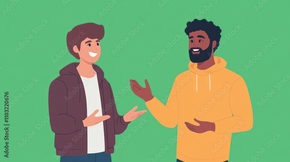 A supportive mentor advising a student, set on a clean green background for encouragement A supportive mentor advising a student, set on a clean green background for encouragement