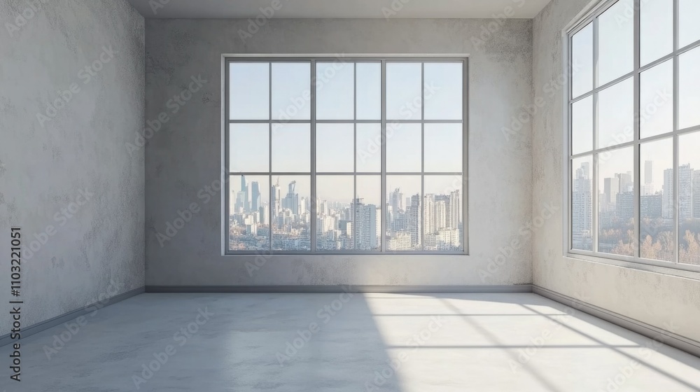 Modern Empty Office Space with Large Window Modern Empty Office Space with Large Window