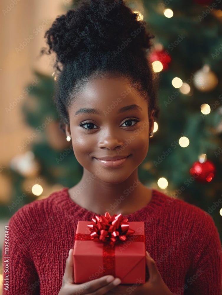 Holiday Joy: Young Girl Celebrating Christmas Holiday Joy: Young Girl Celebrating Christmas