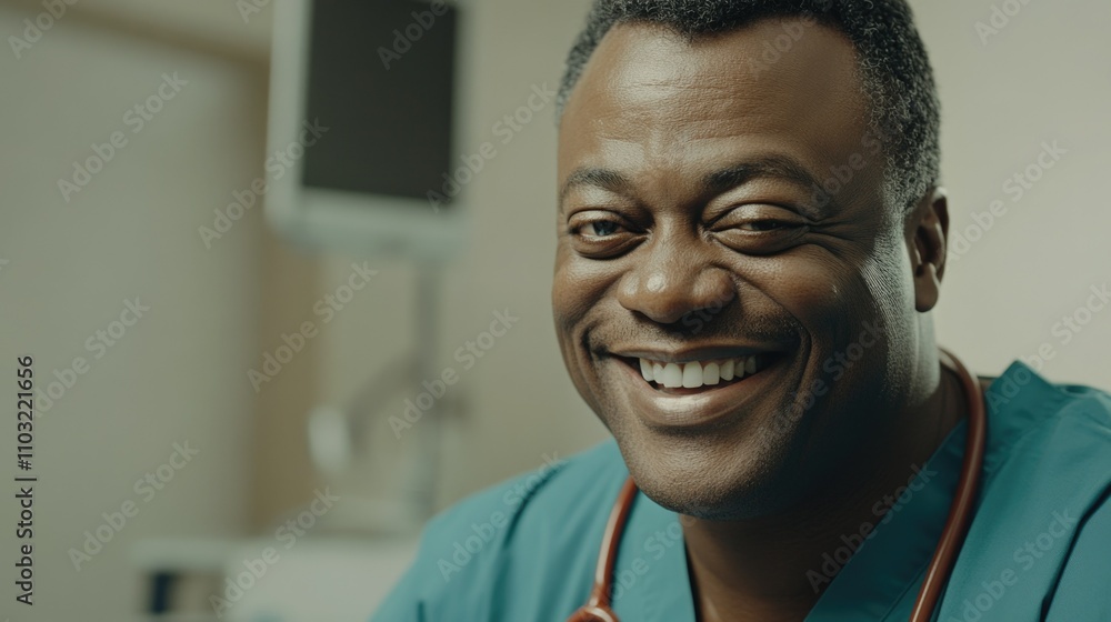 Smiling African-American Male Nurse in Hospital Smiling African-American Male Nurse in Hospital