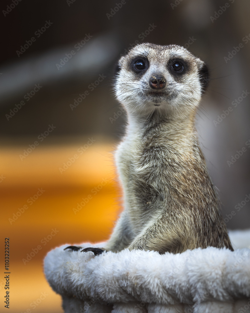 Fototapeta premium Meerkat observing its surroundings. Borysew Zoo. Poland.