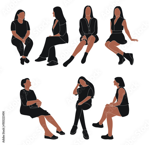 African women sitting, unrecognizable body silhouette
