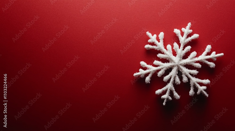 White snowflake on a red background. Festive winter decoration. White snowflake on a red background. Festive winter decoration.