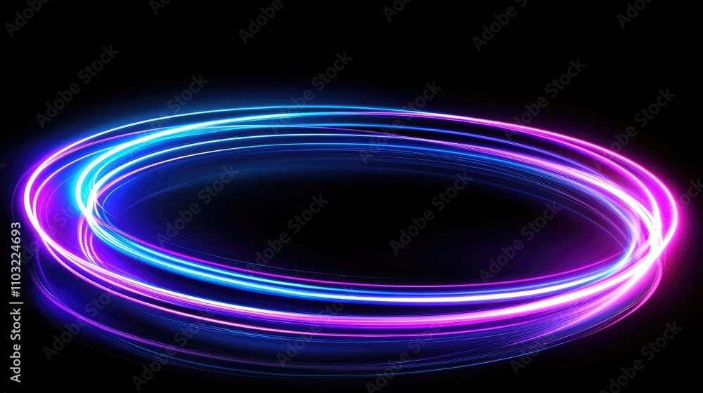 Colorful Light Trails in Circular Motion on Black Background Colorful Light Trails in Circular Motion on Black Background