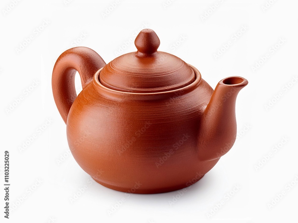 Ceramic ancient oriental teapot isolated on white background, clay teapot isolated on white background with clipping path Ceramic ancient oriental teapot isolated on white background, clay teapot isolated on white background with clipping path