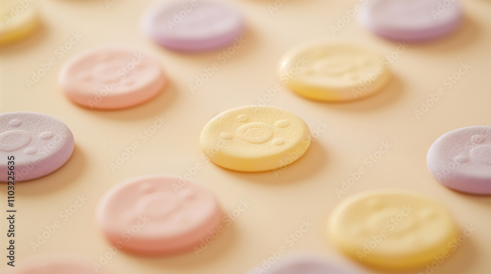 A simple pastel-themed scatter plot with coin icons on the points A simple pastel-themed scatter plot with coin icons on the points