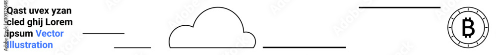 Cloud icon, Bitcoin symbol, and placeholder text elements in sleek, minimalist style. Ideal for tech topics, cryptocurrency, cloud storage, finance, blockchain, digital currencies, modern design Cloud icon, Bitcoin symbol, and placeholder text elements in sleek, minimalist style. Ideal for tech topics, cryptocurrency, cloud storage, finance, blockchain, digital currencies, modern design