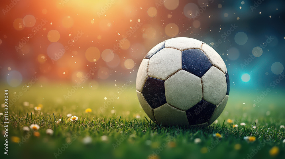 Dynamic Soccer Ball Image with Vibrant Colorful Background for Sports and Art Concepts Dynamic Soccer Ball Image with Vibrant Colorful Background for Sports and Art Concepts