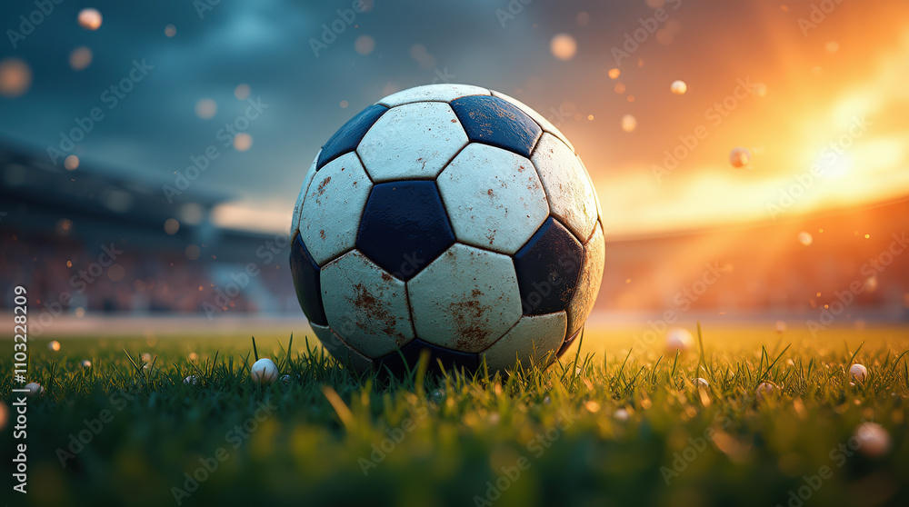 Naklejka premium Dynamic Soccer Ball Image with Vibrant Colorful Background for Sports and Art Concepts