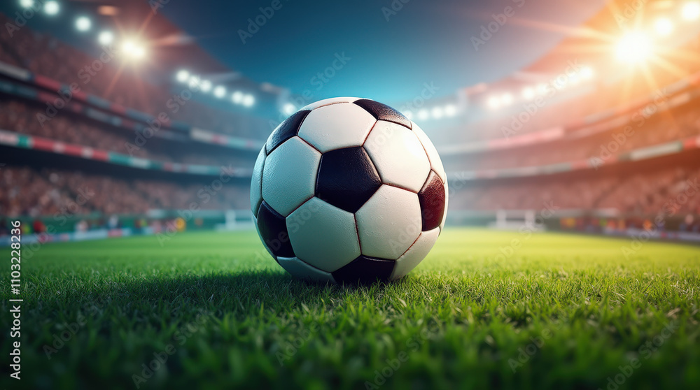 Naklejka premium Dynamic Soccer Ball Image with Vibrant Colorful Background for Sports and Art Concepts