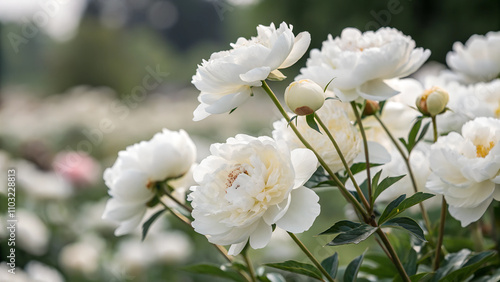 beautiful white peonies - postcard template