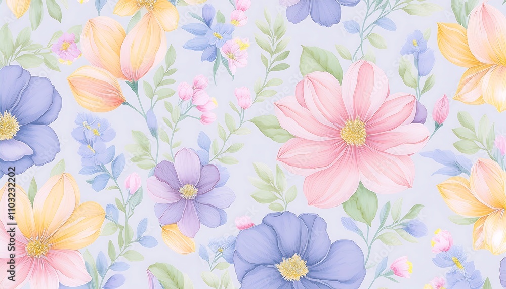 Obraz premium Seamless Floral Pattern with Pink Flowers - Vector Design for Wallpaper, Textile, and Decoration