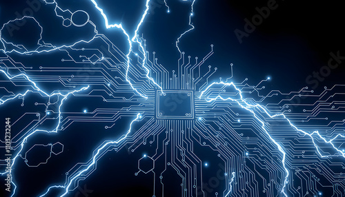 An image depicting circuitry expanding like lightning, rendered in 4K resolution isolated highlighted by white, png photo