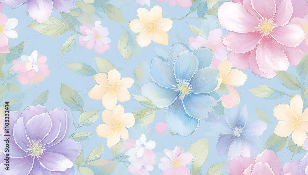 Fototapeta premium Seamless Floral Pattern with Pink Flowers - Vector Design for Wallpaper, Textile, and Decoration