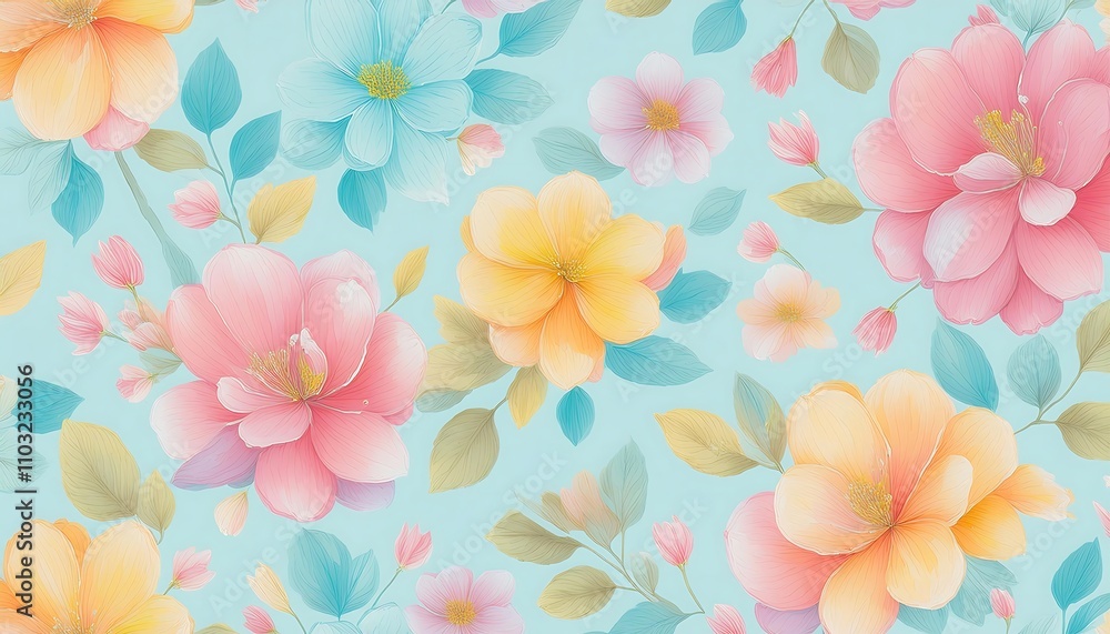 Seamless Floral Pattern with Pink Flowers - Vector Design for Wallpaper, Textile, and Decoration Seamless Floral Pattern with Pink Flowers - Vector Design for Wallpaper, Textile, and Decoration
