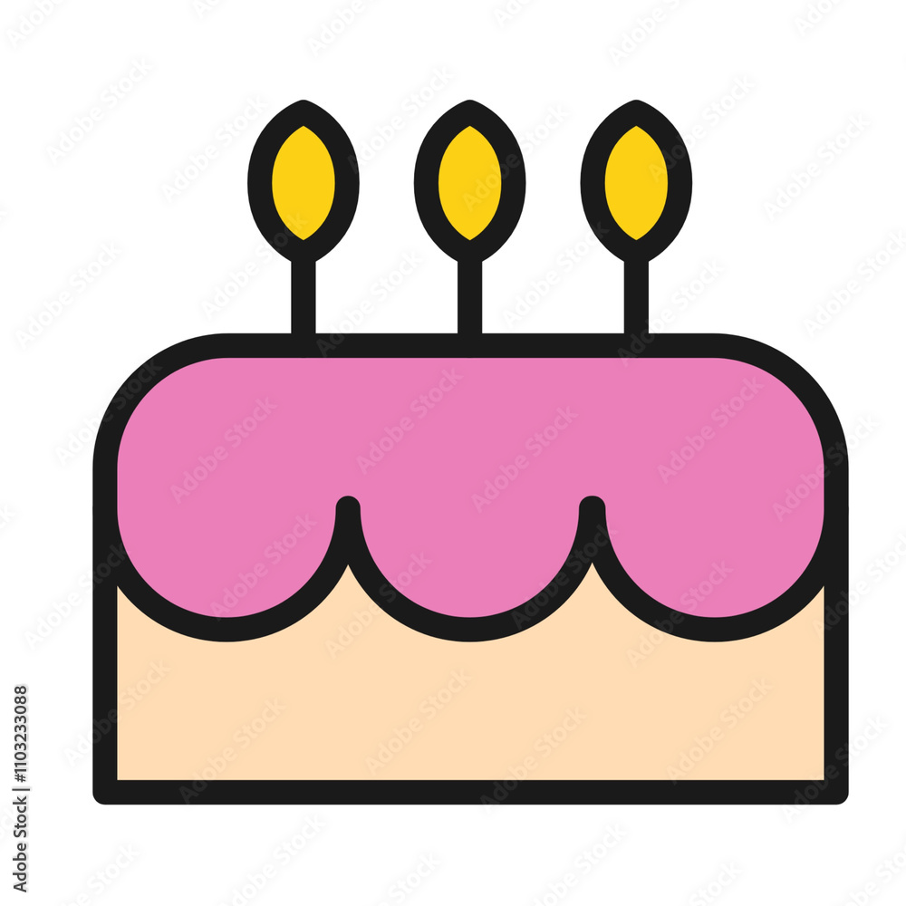 A colorful illustration of a birthday cake with candles A colorful illustration of a birthday cake with candles