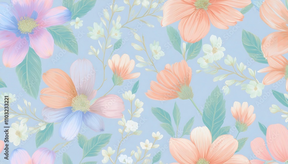 Seamless Floral Pattern with Pink Flowers - Vector Design for Wallpaper, Textile, and Decoration Seamless Floral Pattern with Pink Flowers - Vector Design for Wallpaper, Textile, and Decoration