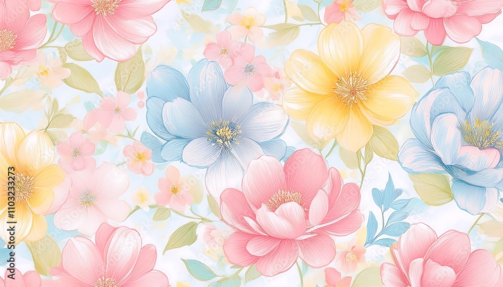 custom made wallpaper toronto digitalSeamless Floral Pattern with Pink Flowers - Vector Design for Wallpaper, Textile, and Decoration