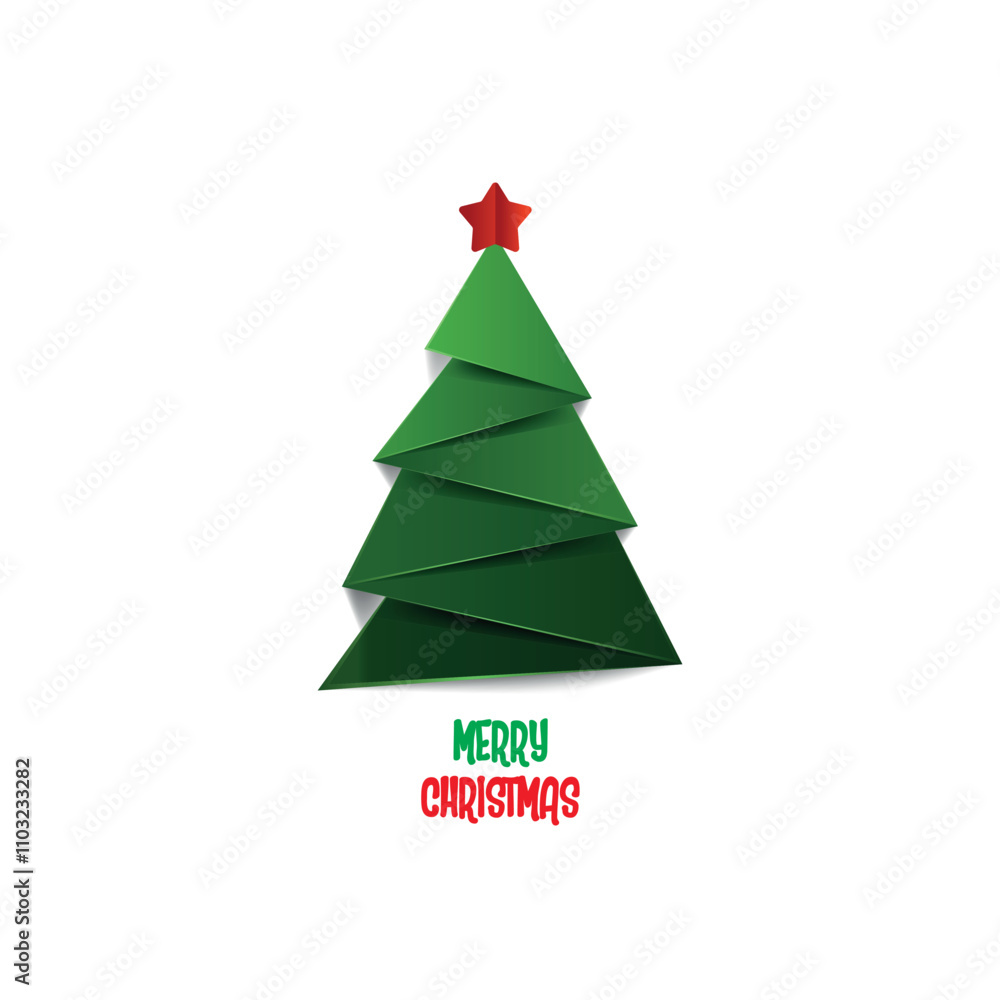 paper cut style Christmas tree card. Vector illustration paper cut style Christmas tree card. Vector illustration