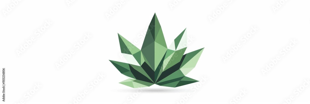 Hemp cannabis marijuana geometric logo, icon, template, lowpoly leaf drawing on white Hemp cannabis marijuana geometric logo, icon, template, lowpoly leaf drawing on white