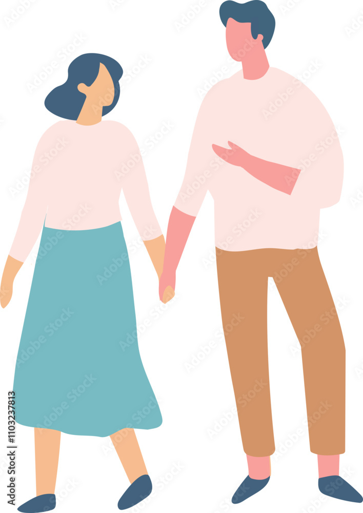 Stylized vector flat style couple silhouette isolated on background Stylized vector flat style couple silhouette isolated on background