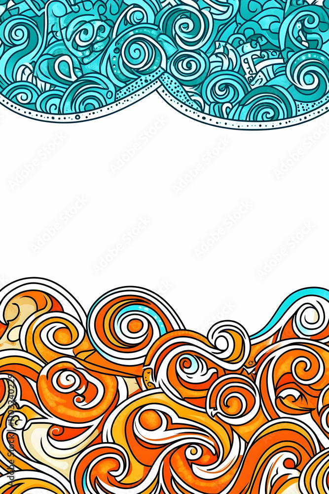 Abstract teal and orange swirl wave pattern design. Abstract teal and orange swirl wave pattern design.