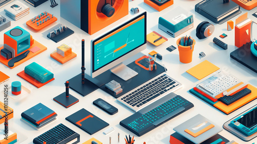 Wallpaper Mural Software development coding process concept. Programming, testing cross platform code, app on laptop, tablet, phone. Create, editing script desktop and mobile devices. Technology software of business. Torontodigital.ca