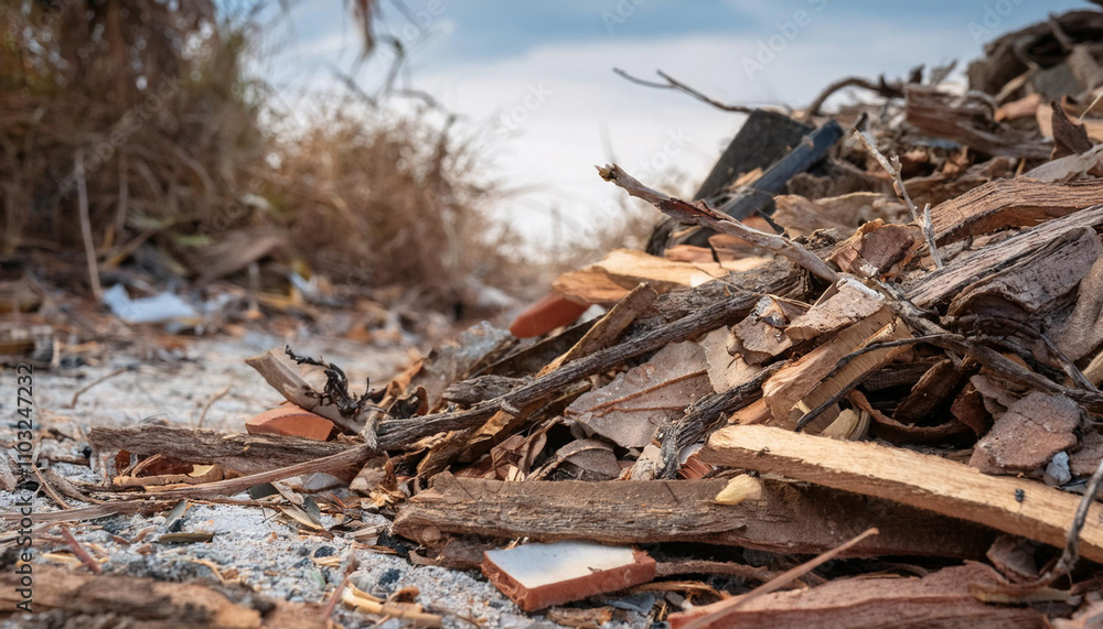 Close-Up of Debris After a Natural Disaster Close-Up of Debris After a Natural Disaster