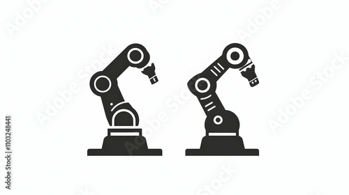 Industrial Robotic Arms, Automation Icons for Manufacturing and Technology