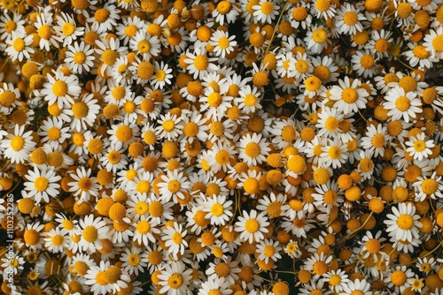 Wallpaper Mural Chamomile flower texture background, fresh Matricaria chamomilla flowers pattern, blooming Torontodigital.ca