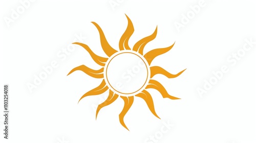 A stylized yellow sun with a white circle in the middle.