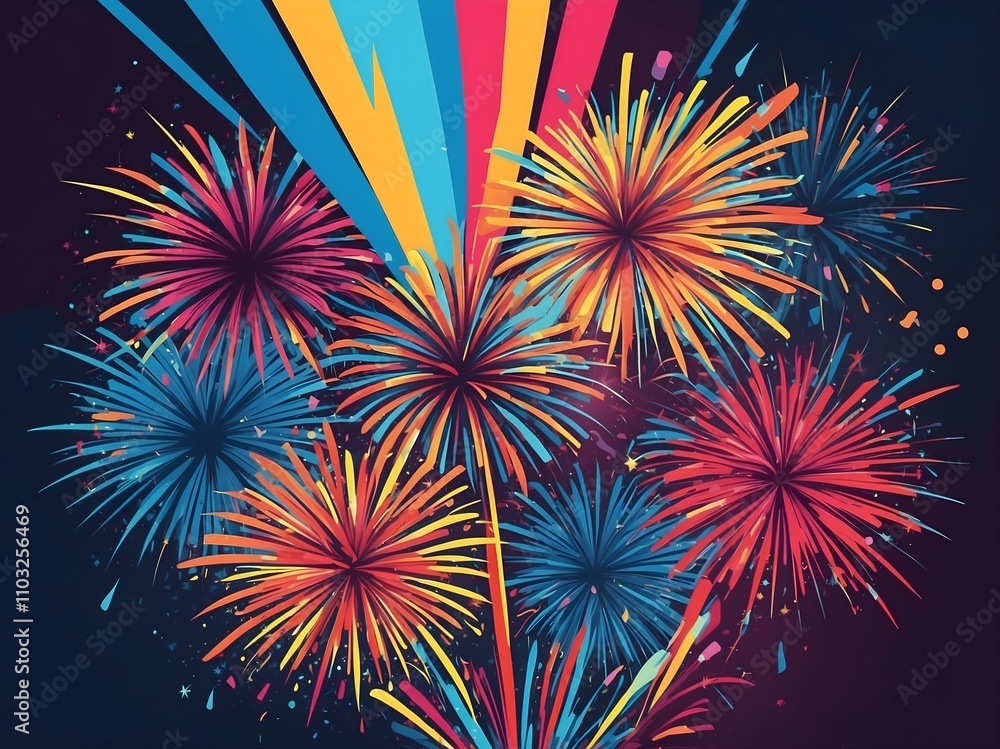 Naklejka premium abstract fireworks background and space for text. Fireworks at Night