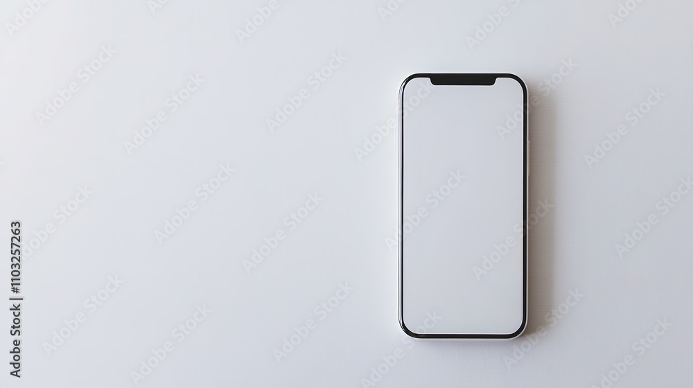 Minimalist smartphone on white background with shadows Minimalist smartphone on white background with shadows