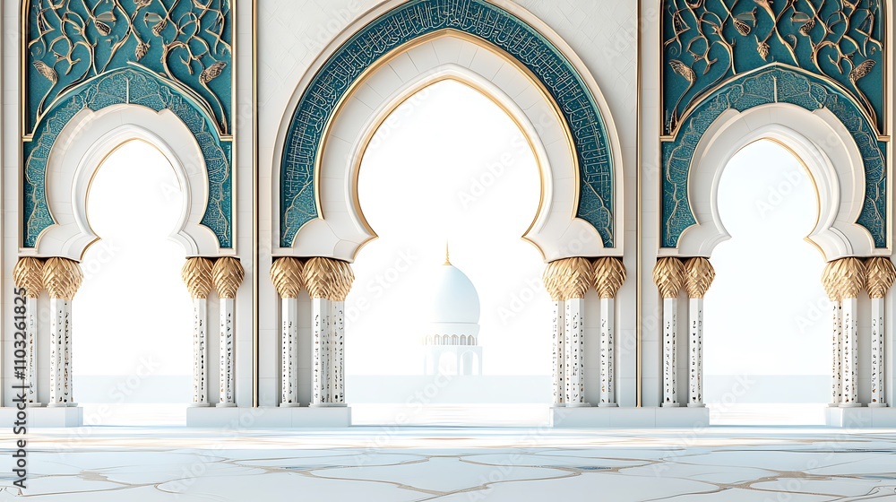 Fototapeta premium Intricate Islamic Art Patterns and Lanterns for Ramadan-Themed Decor