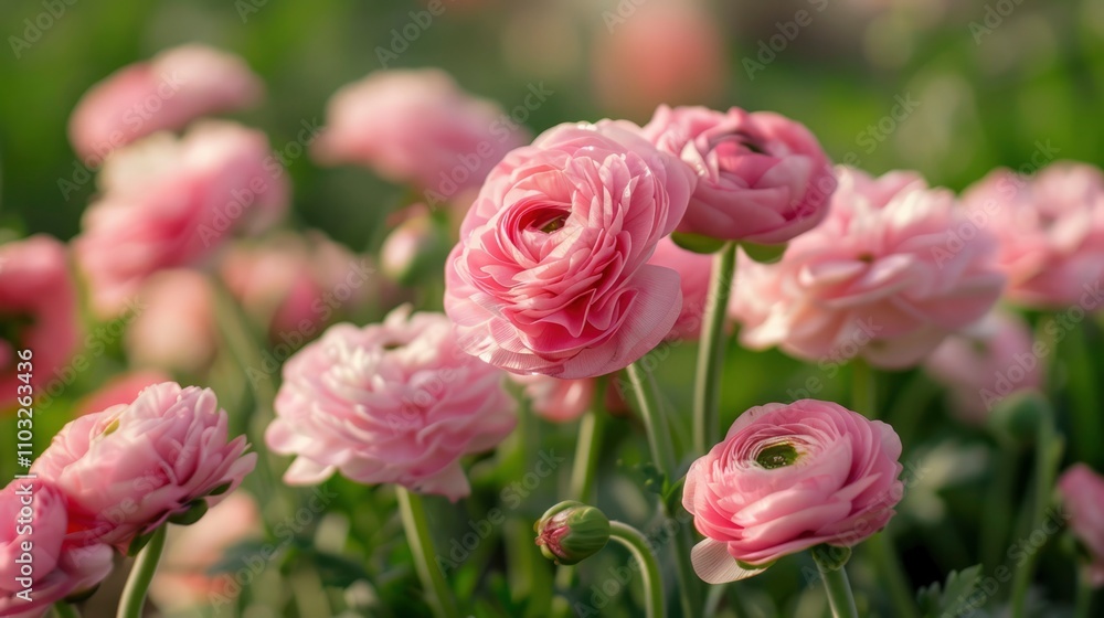 Beautiful pink ranunculus asiatica flower close up. Macro photography of ranunculus petals, delicate floral background, wallpaper Beautiful pink ranunculus asiatica flower close up. Macro photography of ranunculus petals, delicate floral background, wallpaper