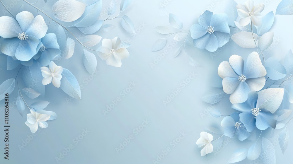 Delicate Pastel Blue and White Floral Wallpaper Delicate Pastel Blue and White Floral Wallpaper