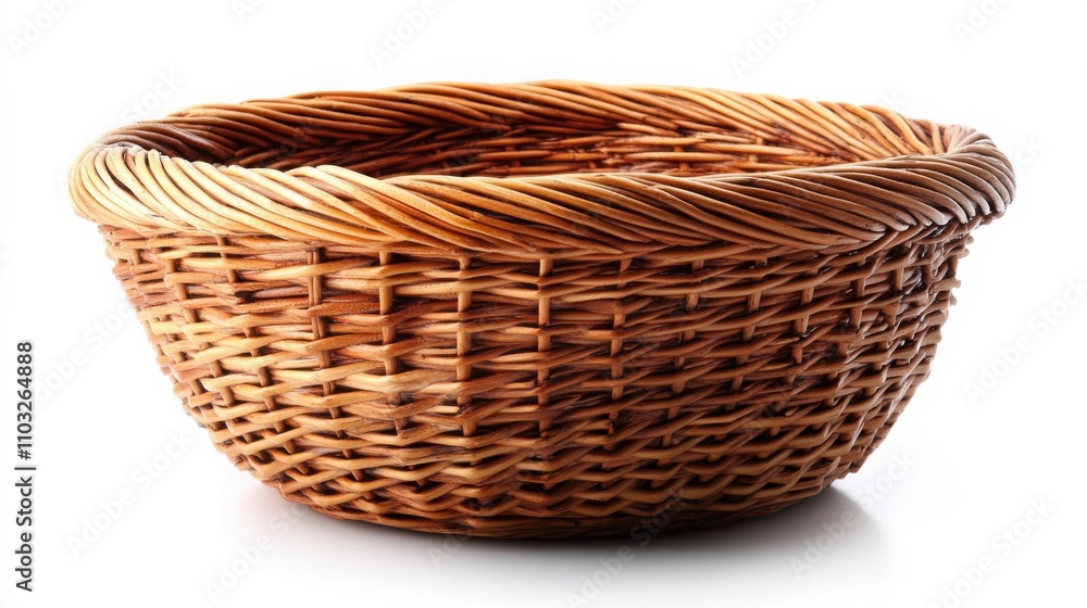 Wicker basket without handles on white background. Wicker basket without handles on white background.