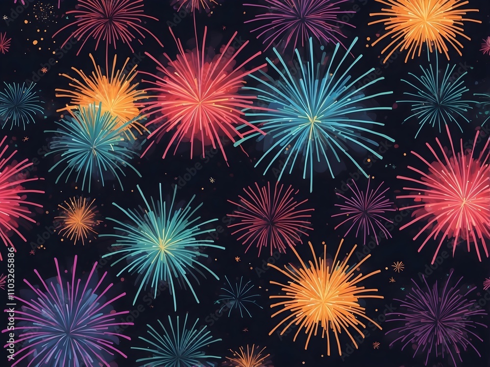 Fototapeta premium Abstract firework background with free space for text