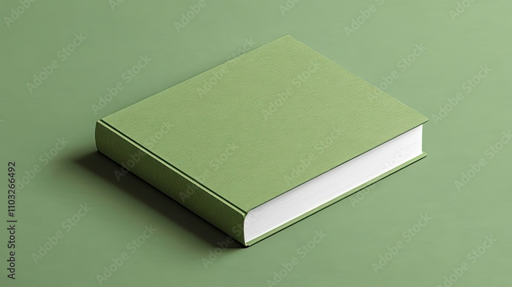 A Closed Sage Green Hardcover Book Rests on a Matching Surface A Closed Sage Green Hardcover Book Rests on a Matching Surface