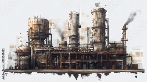 Oil Refinery on Transparent Background