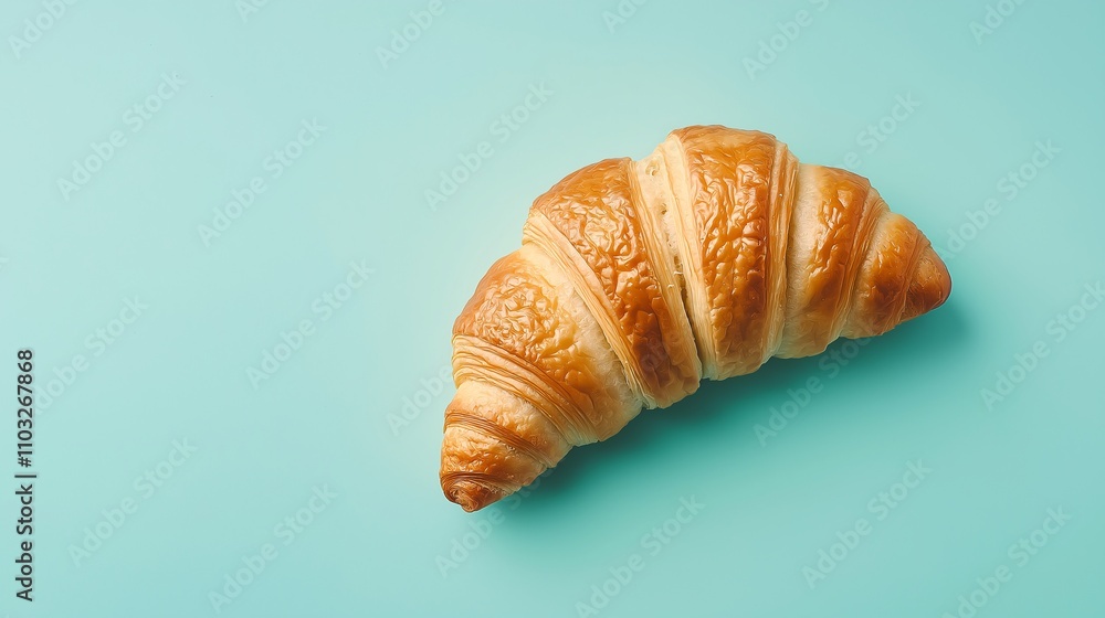 Crispy Croissant on a Vibrant Background Perfect for Food Photography and Culinary Arts, Showcasing the Flaky Layers and Golden Brown Texture Crispy Croissant on a Vibrant Background Perfect for Food Photography and Culinary Arts, Showcasing the Flaky Layers and Golden Brown Texture