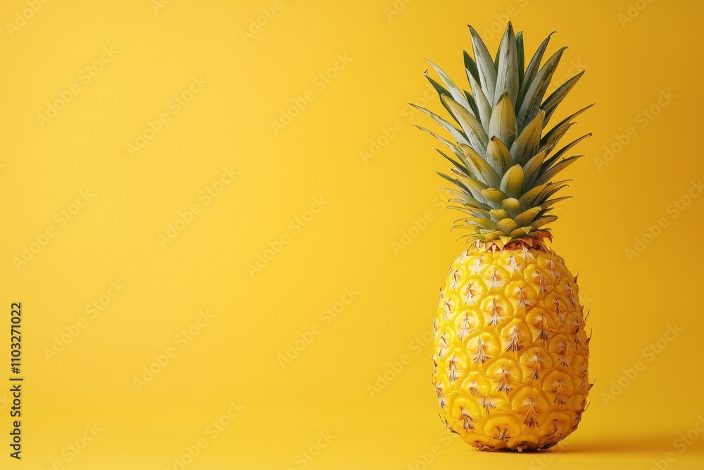Fresh pineapple on a yellow background Fresh pineapple on a yellow background