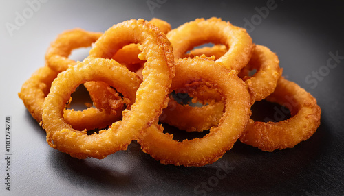 Freshly Fried Onion Rings on transparent background