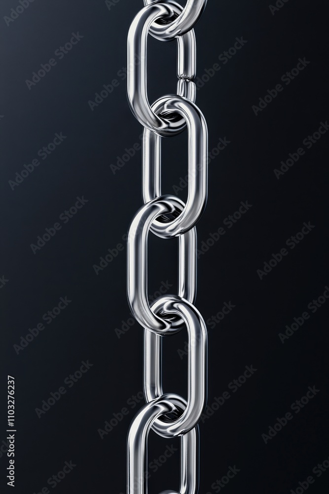 Bright Silver Chain Links on Dark Background